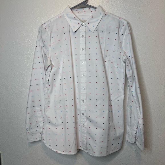 Talbots Perfect Shirt Classic Casual Button Up Multi Color Clip Dots Size XS P - Picture 1 of 9